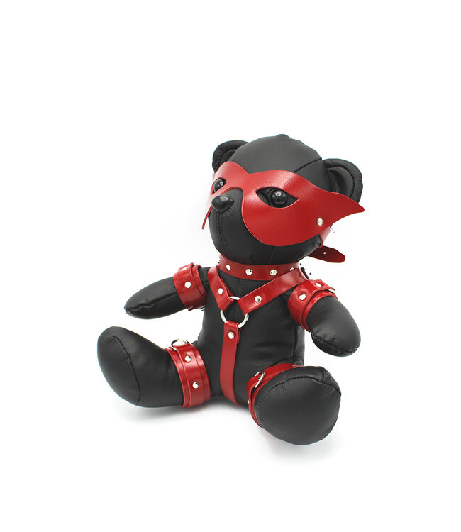 Kiotos Leather Eddy de Kinky Lederbeer in Rood – 30 cm Speelse BDSM Teddy voor Plezier