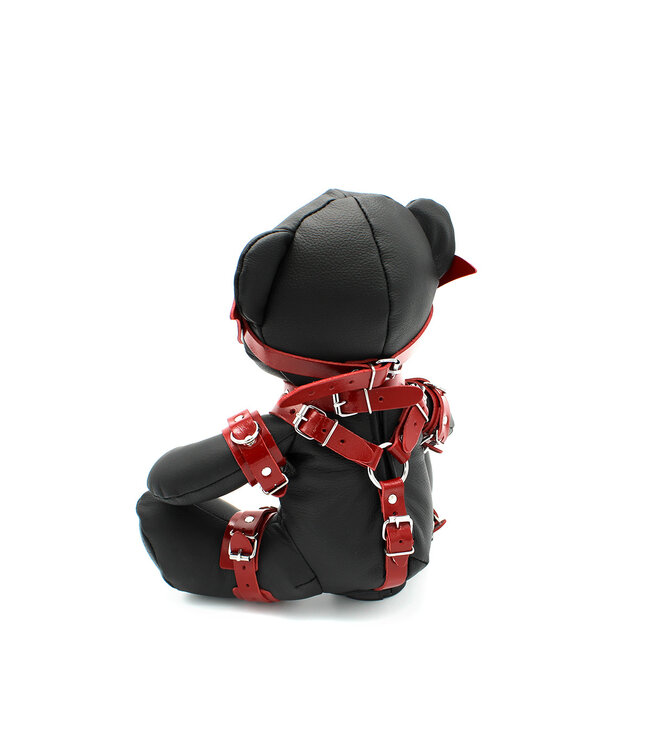 Kiotos Leather Eddy de Kinky Lederbeer in Rood – 30 cm Speelse BDSM Teddy voor Plezier