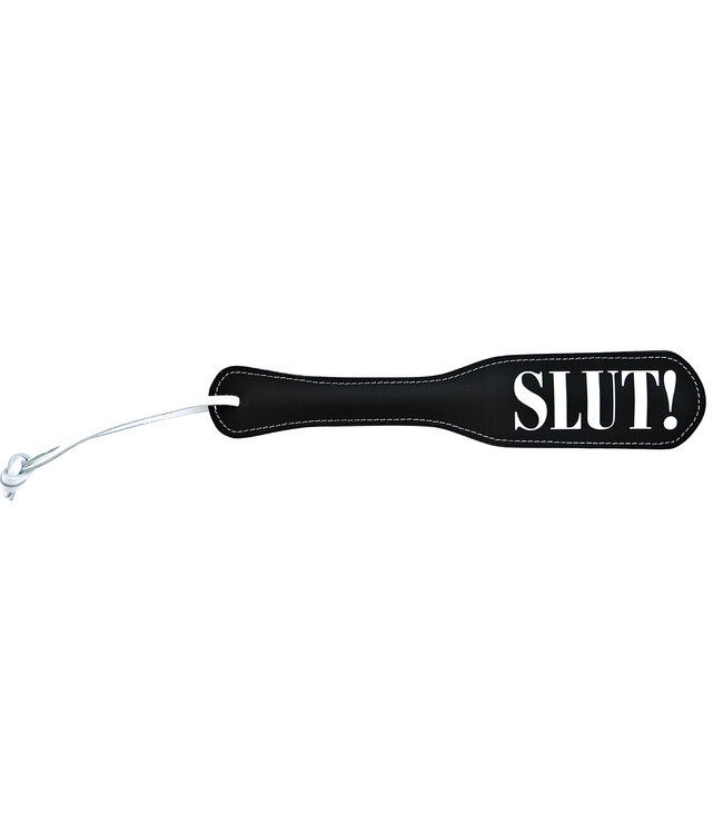 Kiotos Leather Paddle SLUT! Weiß – Luxuriöses BDSM-Accessoire aus echtem Leder