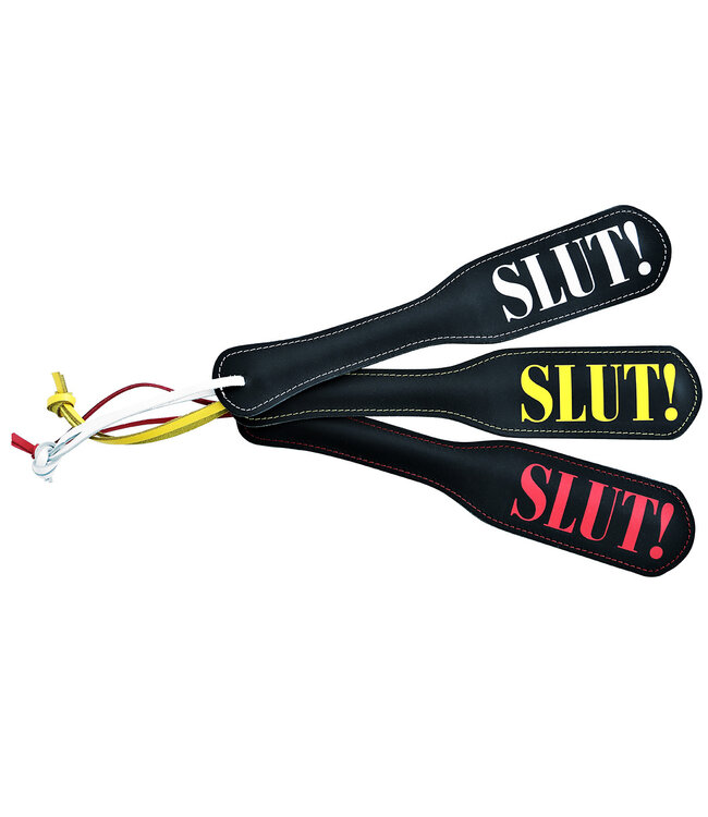 Kiotos Leather Kiotos Paddle SLUT! White - Luxury Leather BDSM Accessory