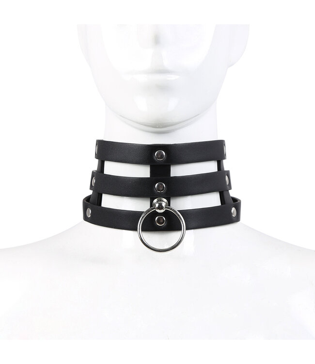 Kiotos Leather Triple O-Ring Halsband aus PU-Leder – Luxus, Stil & Eleganz