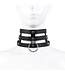 Kiotos Leather Verleidelijke Triple O-Ring Halsband van Luxe PU-Leer voor Diepe Passie
