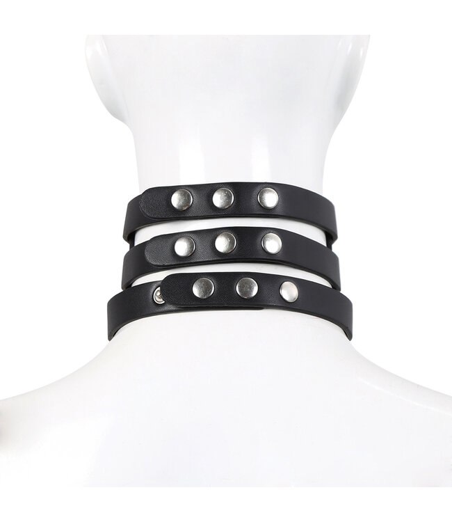Kiotos Leather Luxury Triple O-Ring PU Leather Strap Collar for Seductive Elegance