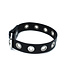 Kiotos Leather Stilvolles schwarzes Lederhalsband mit Metallösen – verstellbar 58 cm