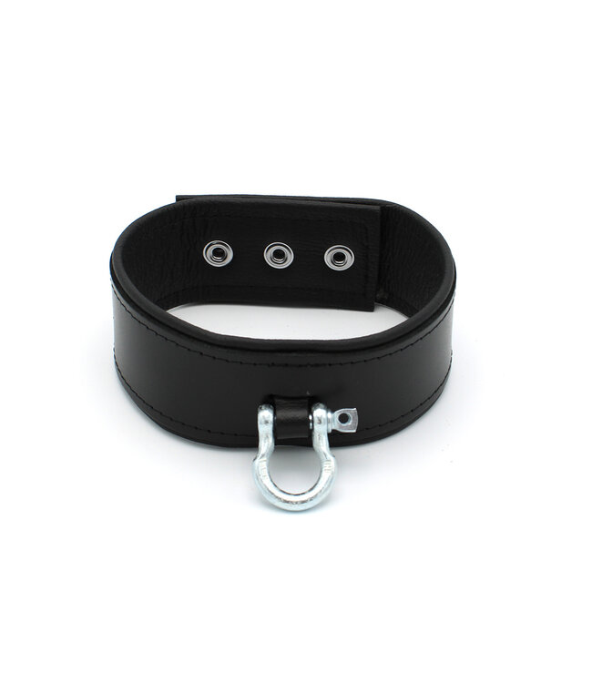 Kiotos Leather Adjustable Leather BDSM Collar with Metal Buckle & Press Studs
