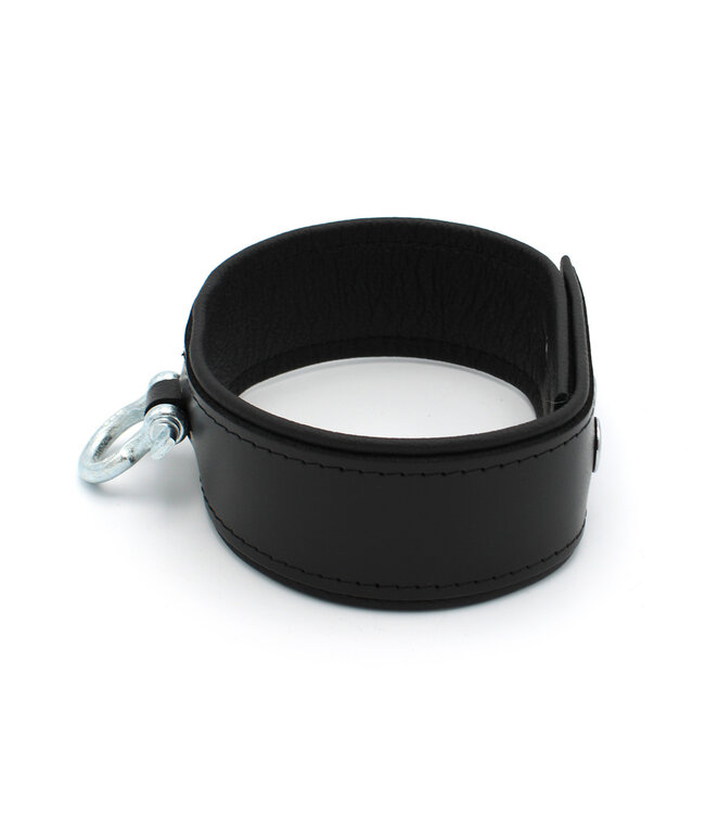 Kiotos Leather Premium Leren BDSM Halsband met Metalen Beugel en Verstelbare Drukknopen