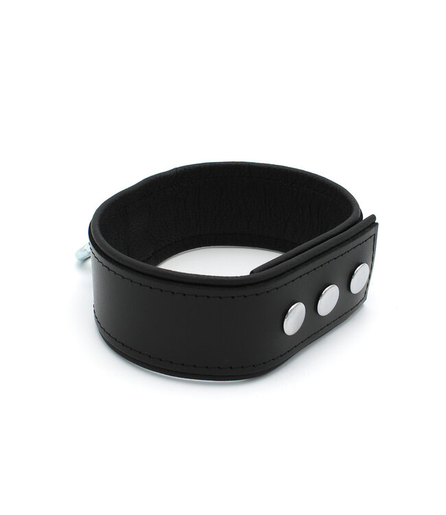 Kiotos Leather Verstellbares Leder-BDSM-Halsband mit Metallbügel und Druckknöpfen