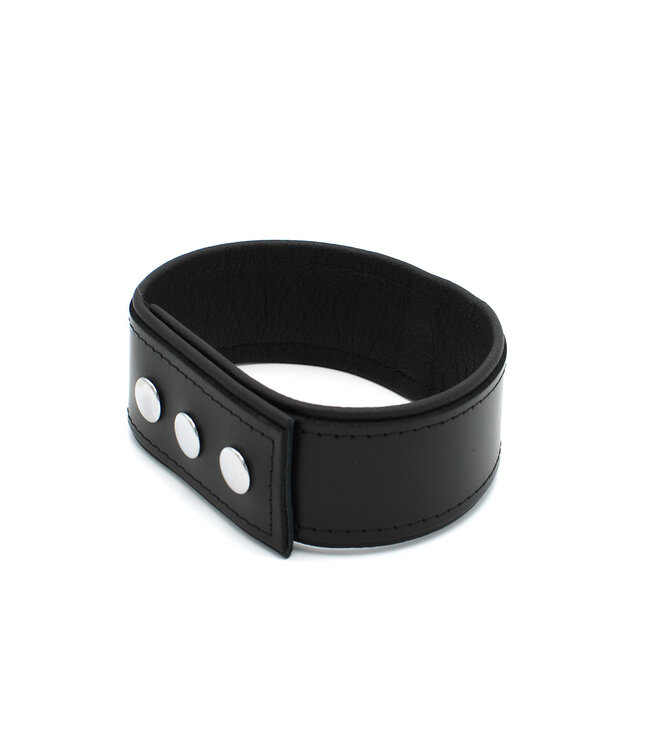 Kiotos Leather Premium Leren BDSM Halsband met Metalen Beugel en Verstelbare Drukknopen