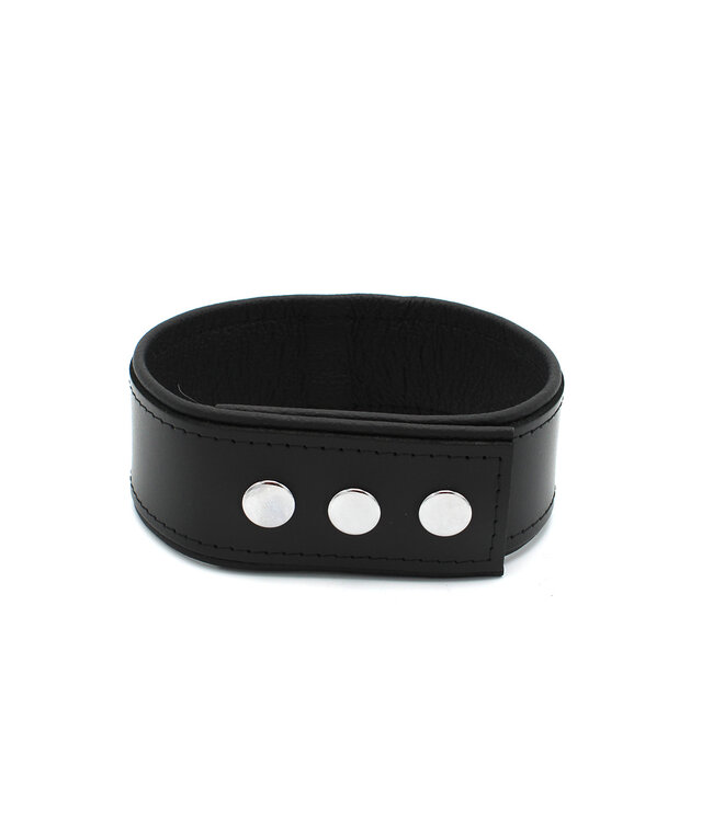 Kiotos Leather Premium Leren BDSM Halsband met Metalen Beugel en Verstelbare Drukknopen