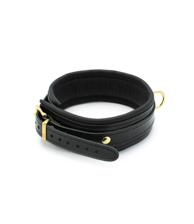 Kiotos Leather Elegant Shiny Black Leather BDSM Collar | Stylish Comfort & Durability