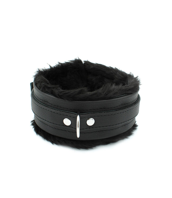 Kiotos Leather Stijlvolle Zwarte Leren Halsband met Comfortabele Pluizige Voering | Kiotos