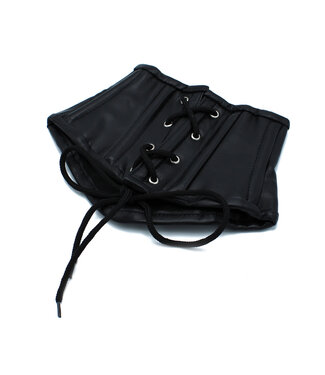 Kiotos Leather Unieke Zwarte Leren Korsetkraag Met Veters - Stoer, Comfortabel en Stijlvol