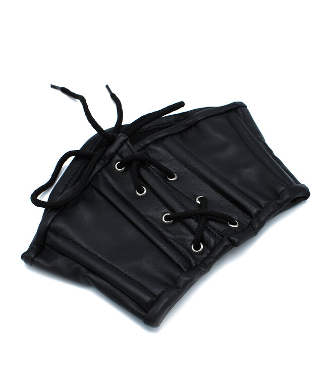 Kiotos Leather Unieke Zwarte Leren Korsetkraag Met Veters - Stoer, Comfortabel en Stijlvol