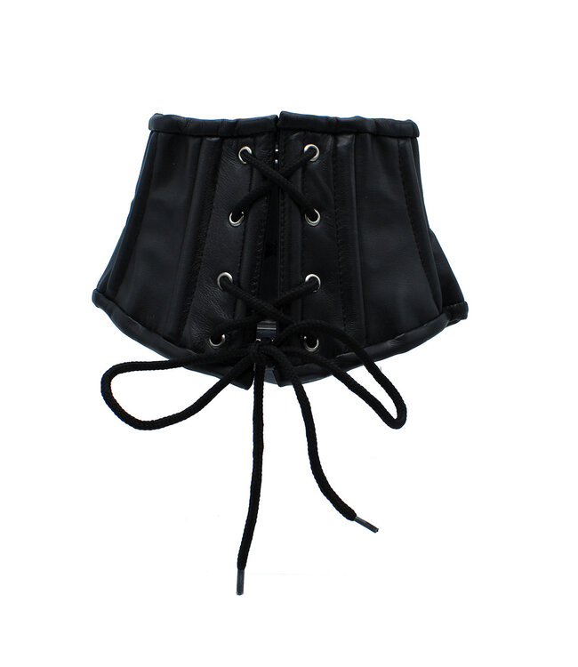 Kiotos Leather Stilvoller schwarzer Lederkragen mit Schnürung – perfektes Accessoire