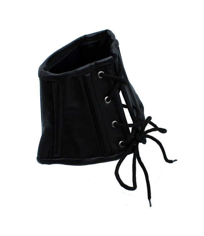 Kiotos Leather Stylish Black Leather Corset Collar with Adjustable Lace-Up Closure