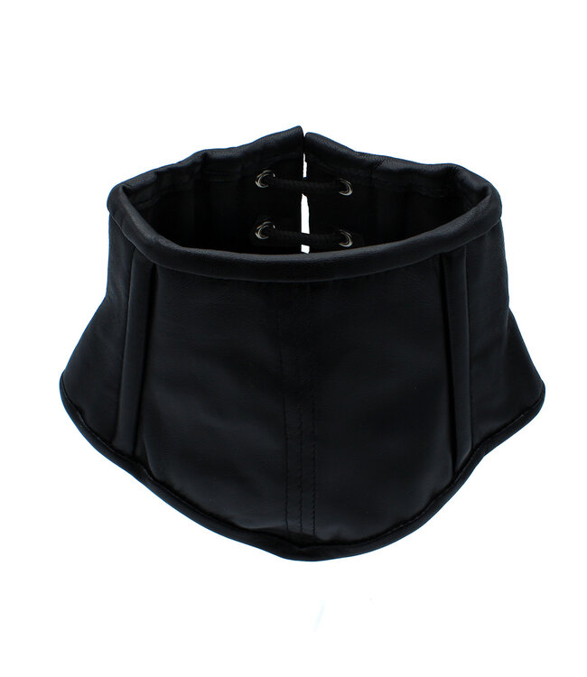 Kiotos Leather Stylish Black Leather Corset Collar with Adjustable Lace-Up Closure