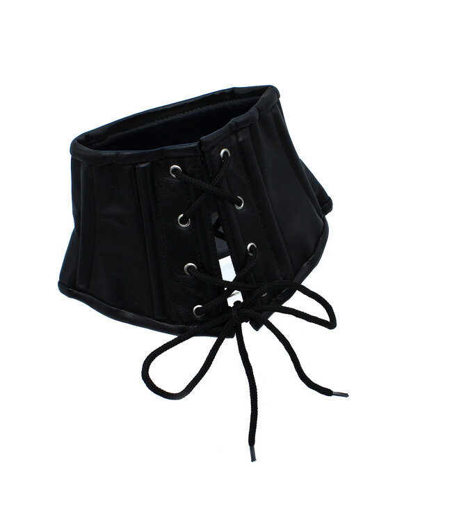 Kiotos Leather Unieke Zwarte Leren Korsetkraag Met Veters - Stoer, Comfortabel en Stijlvol