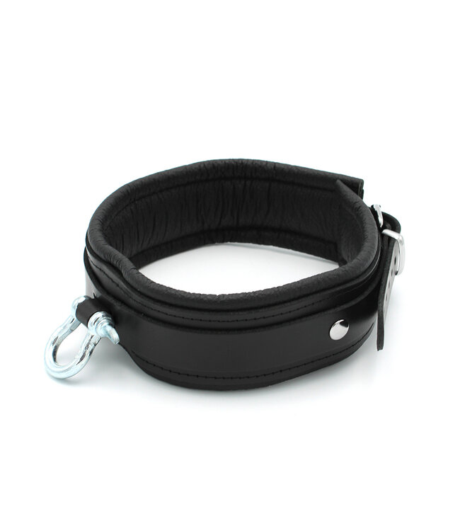Kiotos Leather Genuine Black Leather BDSM Collar with Metal Buckle - Kiotos Leather