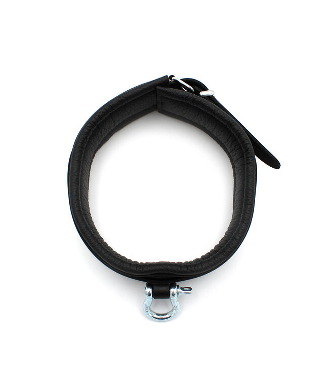 Kiotos Leather Elegante Zwarte Leren BDSM-Halsband met Stevige Metalen Beugel - Kiotos Leather