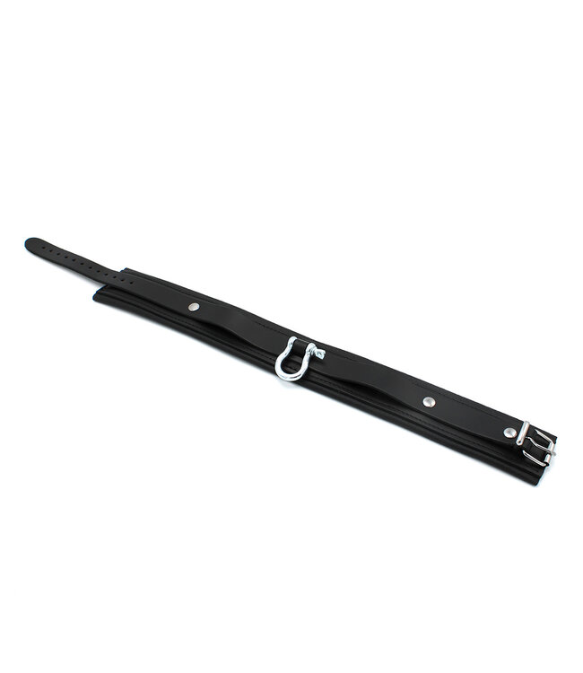 Kiotos Leather Elegante Zwarte Leren BDSM-Halsband met Stevige Metalen Beugel - Kiotos Leather