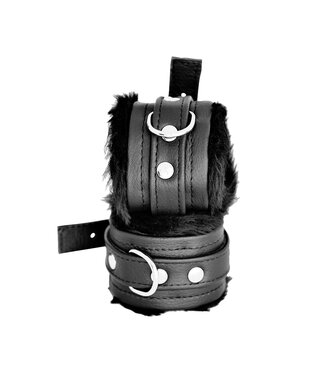 Kiotos Leather Elegante Zwarte Leren Bondage Handboeien met Comfortabele Voering - Kiotos