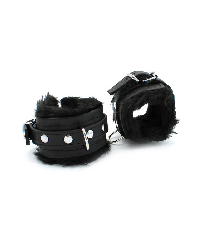 Kiotos Leather Schwarze Lederhandschellen mit weichem Komfort – Verstellbar & Elegant
