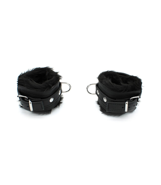 Kiotos Leather Schwarze Lederhandschellen mit weichem Komfort – Verstellbar & Elegant