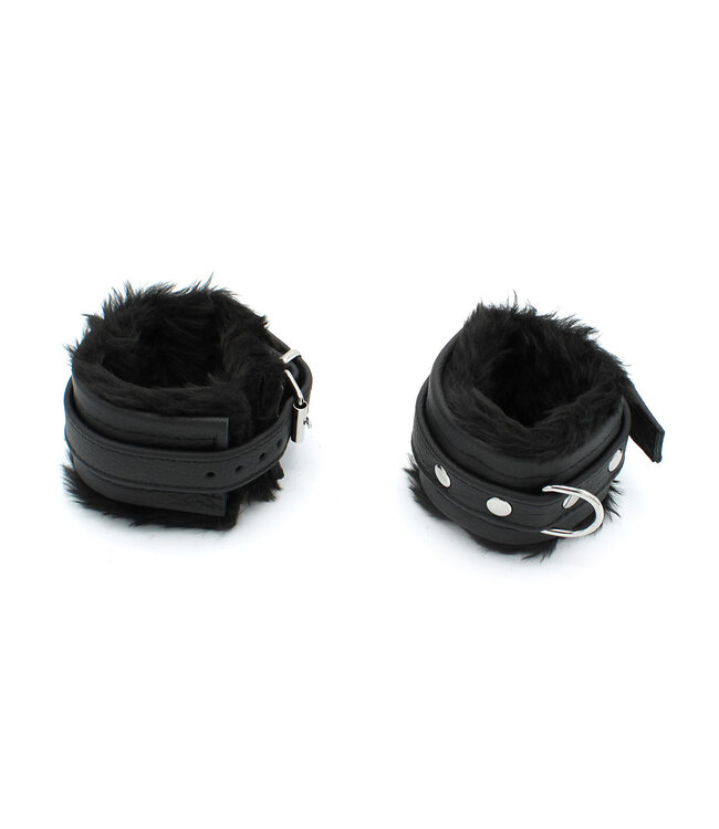 Kiotos Leather Elegante Zwarte Leren Bondage Handboeien met Comfortabele Voering - Kiotos