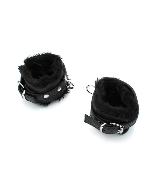 Kiotos Leather Elegante Zwarte Leren Bondage Handboeien met Comfortabele Voering - Kiotos