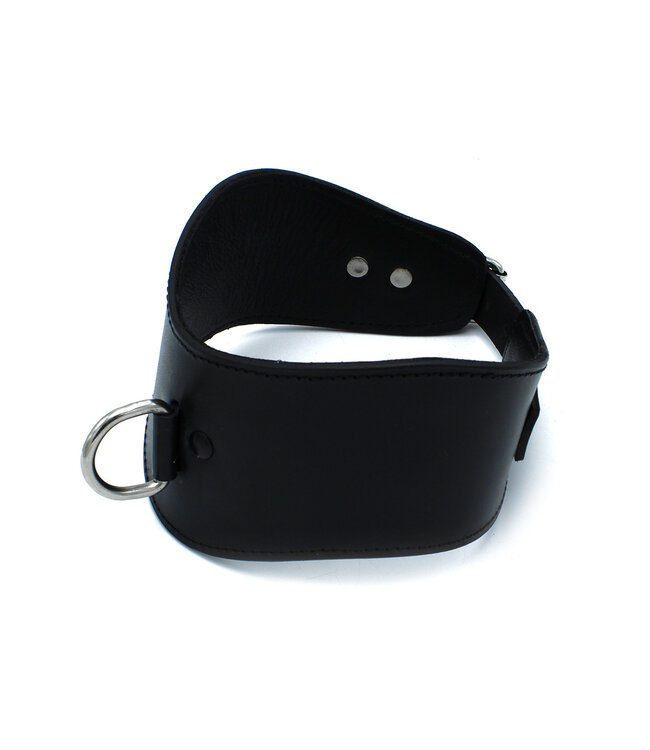 Kiotos Leather Stijlvolle Zwarte Leren Halsband met D-Ring - 54 Cm Comfortabel & Stevig