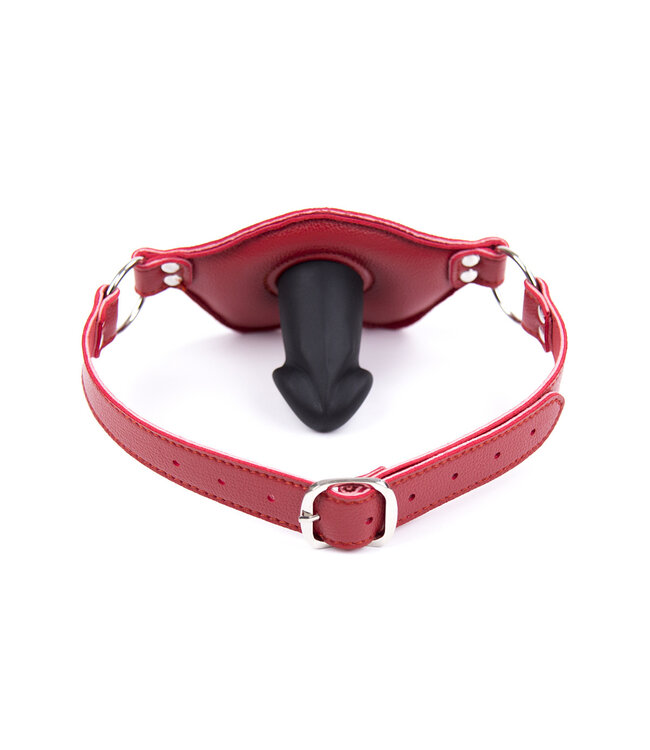 Kiotos Leather Sensuele Big Lips Mondknevel met Realistische Penis - Verstelbare BDSM Gag