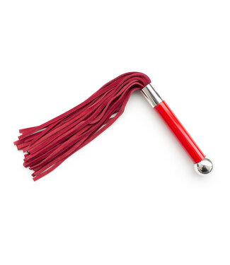 Kiotos Leather Compacte Rode Leren Flogger met Stevig Acryl Handvat voor Puur Plezier