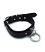 Kiotos Leather Verstellbares schwarzes Lederhalsband mit O-Ring – robust und stilvoll