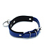 Kiotos Leather Schwarz-blaues Lederhalsband mit O-Ring | Verstellbar & robust 57,5 cm