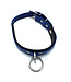 Kiotos Leather Adjustable Black and Blue Leather Collar with O-Ring - Stylish & Tough