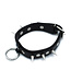 Kiotos Leather Tough Adjustable Black Leather Spike Collar with O-Ring - 54.5cm