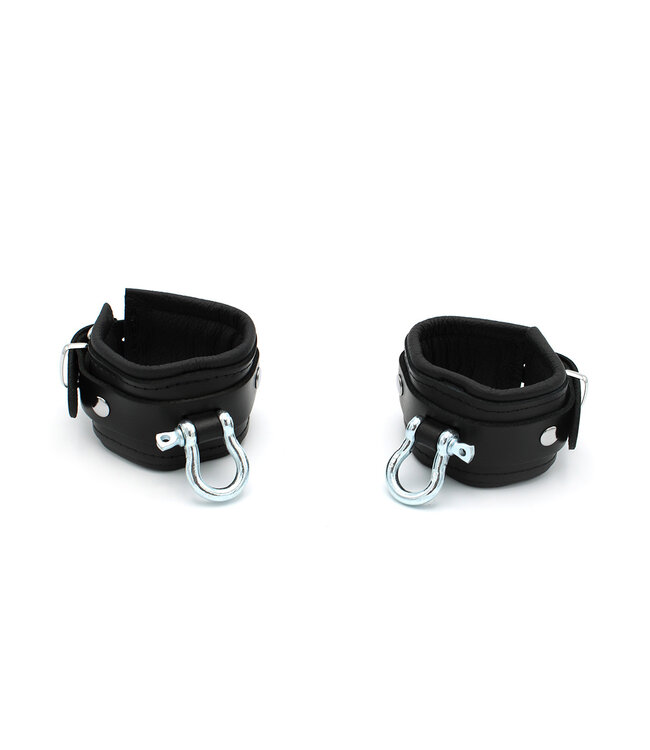 Kiotos Leather Genuine Leather BDSM Handcuffs with Heavy Metal Braces - Adjustable & Durable