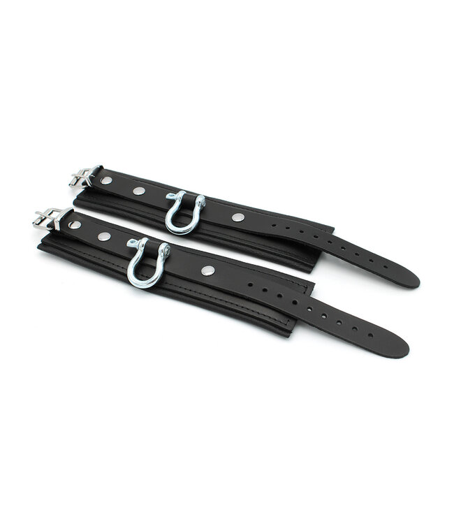 Kiotos Leather Robuste Leder-BDSM-Handschellen mit verstellbarem Metallbügel