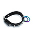 Kiotos Leather Adjustable Black Leather Spiked Collar with Rainbow O-Rings
