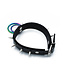 Kiotos Leather Adjustable Black Leather Spiked Collar with Rainbow O-Rings