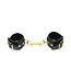 Kiotos Leather Luxuriöse schwarze Leder-BDSM-Handschellen mit goldenen Schnallen