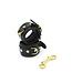 Kiotos Leather Luxuriöse schwarze Leder-BDSM-Handschellen mit goldenen Schnallen