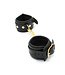 Kiotos Leather Luxuriöse schwarze Leder-BDSM-Handschellen mit goldenen Schnallen