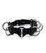 Kiotos Leather Adjustable Black Leather Collar with 7 Metal Rings - Stylish & Cool