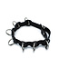 Kiotos Leather Robustes schwarzes Lederhalsband mit 7 Ringen | Verstellbar & stilvoll