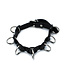 Kiotos Leather Robustes schwarzes Lederhalsband mit 7 Ringen | Verstellbar & stilvoll