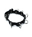 Kiotos Leather Stijlvolle Zwarte Leren Halsband Met 7 Ringen | Verstelbaar en Comfortabel