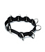 Kiotos Leather Stijlvolle Zwarte Leren Halsband Met 7 Ringen | Verstelbaar en Comfortabel