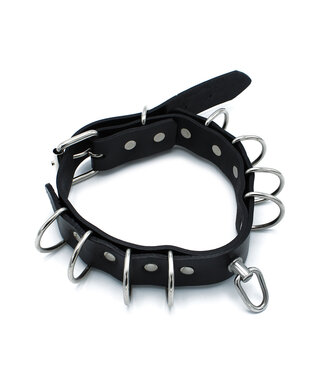 Kiotos Leather Adjustable Black Leather Collar with D-Rings – Stylish & Durable