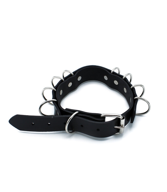 Kiotos Leather Adjustable Black Leather Collar with D-Rings – Stylish & Durable